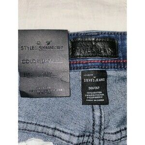 Steve's Jeans Mens Sz 30/32 Blue Dark Wash Stretch Distressed Ripped Slim Fit